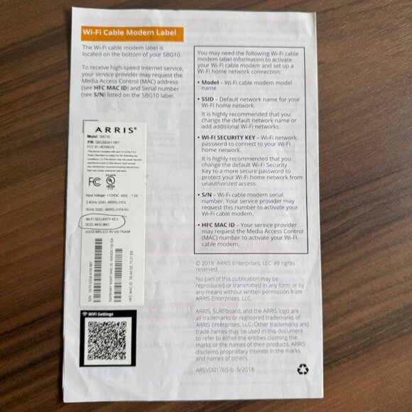 Arris SURFboard SB610 Internet Wi Fi Cable Modem With Power Adapter Working - Picture 11 of 12